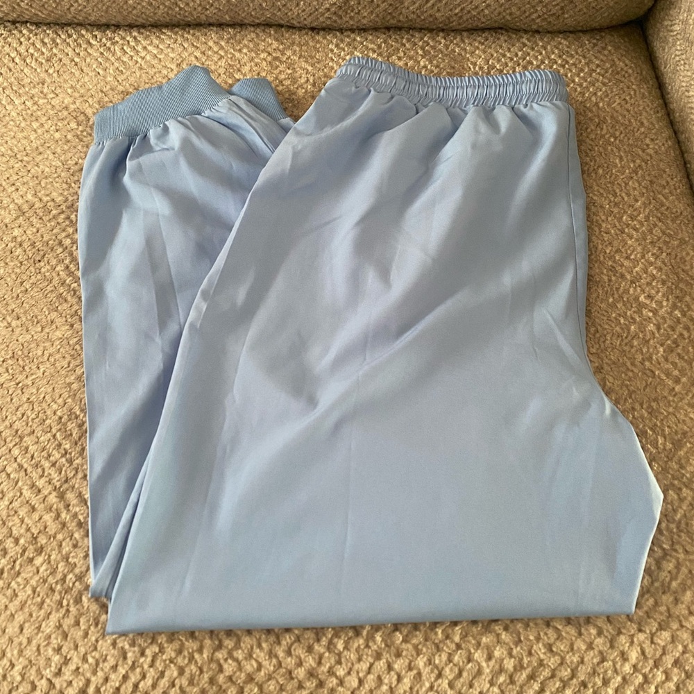 Light Blue silk feeling scrub bottoms with Elastic Waistband